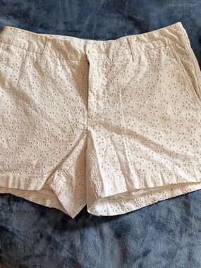 Women’s Eyelet Cotton Shorts - White